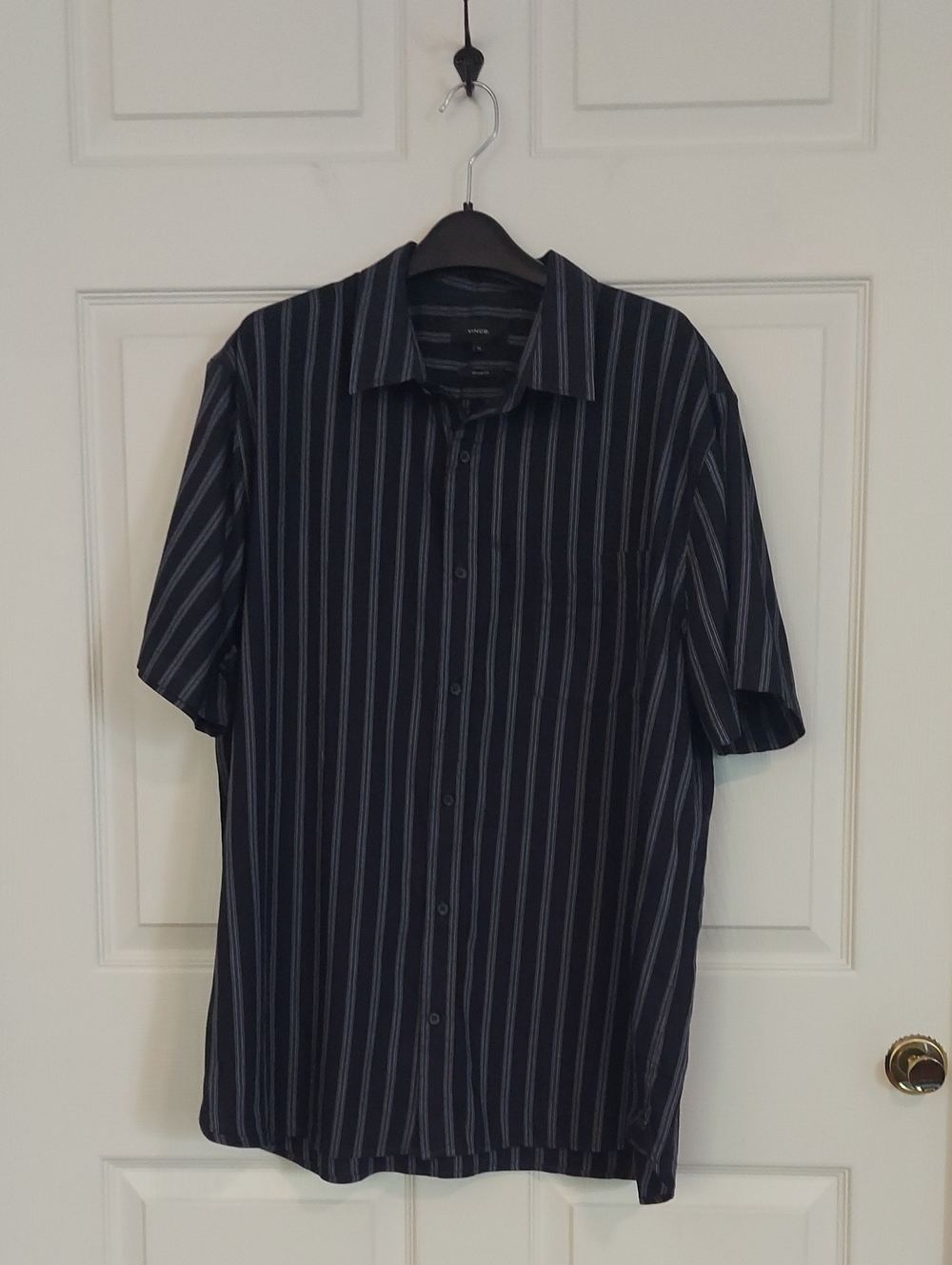 Vince Men's Classic Fit Striped Short Sleeve Shirt XL